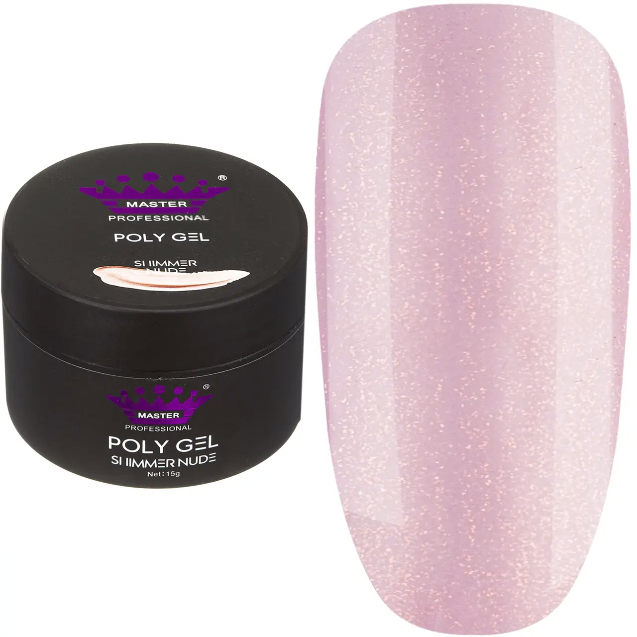 Полігель Poly Gel Master Professional Shimmer Deep Pink, 15 г рожевий із золотим шимером