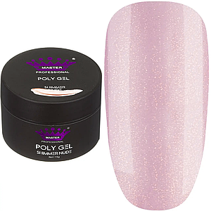 Полігель Poly Gel Master Professional Shimmer Deep Pink, 15 г рожевий із золотим шимером