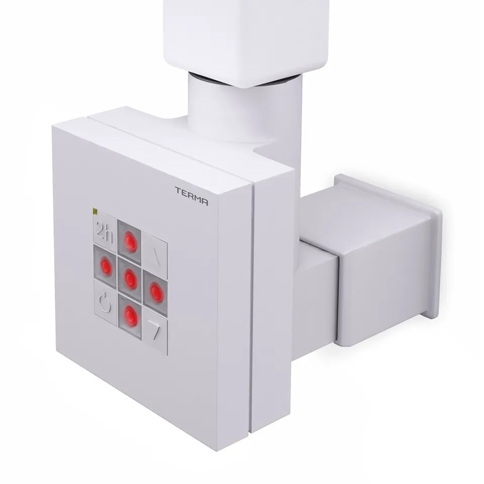 Білий квадратний ТЕН Terma KTX2 MS white: регулятор 30-60C + таймер 2 г.+ Маскування проводу + LED підсвічування; Польща