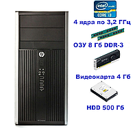Б/У, компьютер, системный блок, Intel Core i3-2100, 4 потока, ОЗУ 8 Гб, HDD 500 Гб, видео 8 Гб