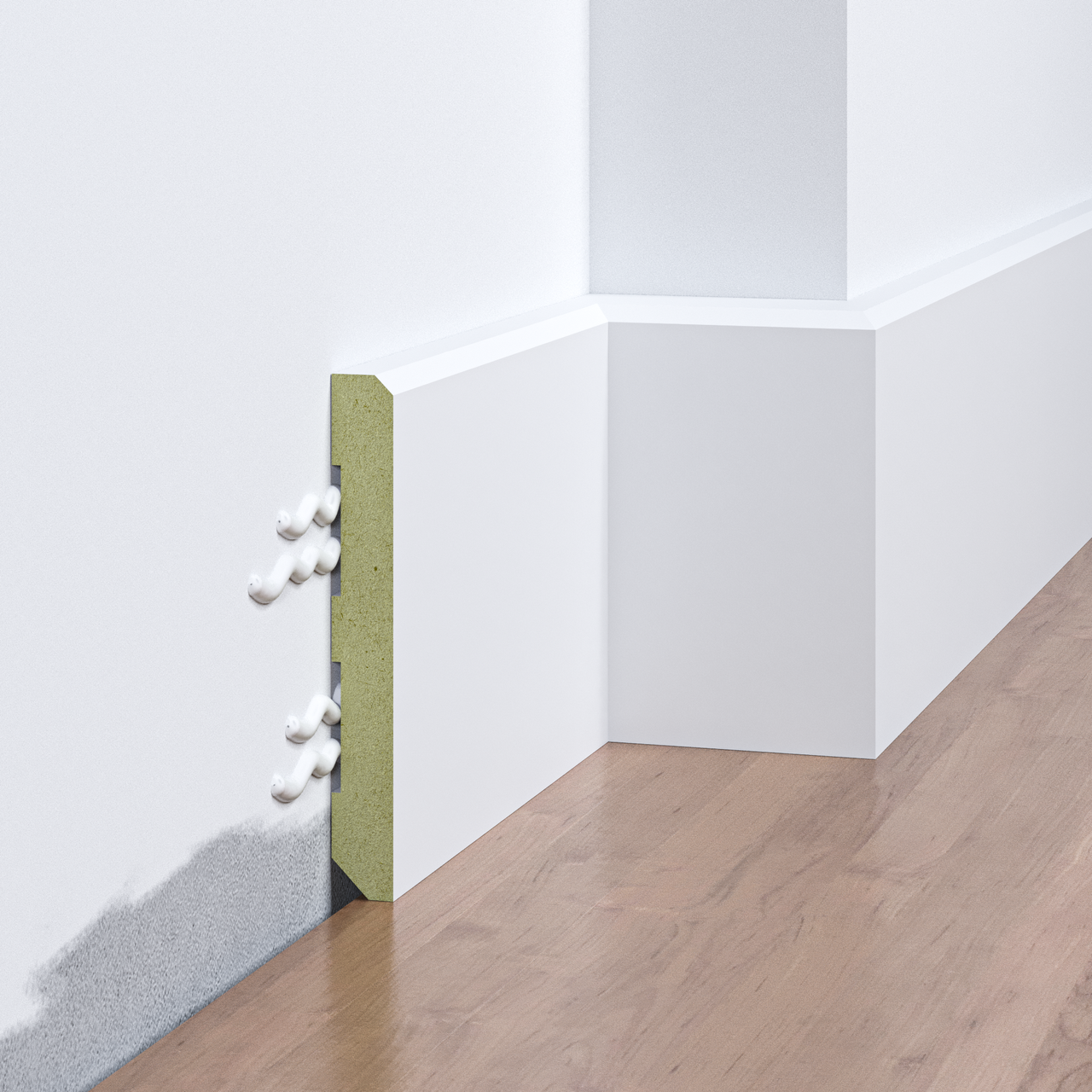 Плінтус накладний FSPRO 1080F3 МДФ 2,8 м Білий (P.MDF1080F3W), фото 1