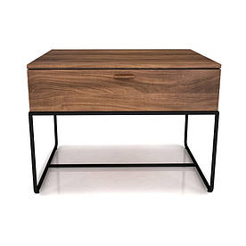Тумба на ніжках MeBelle NAGRIE-1 61 х 48 х 46 см в спальню, ЛДСП дуб, горіх + чорний метал, лофт