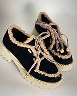 39,40 размер Женские черные ботинки натуральная замша зима