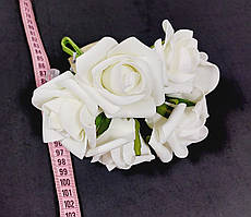 Квіти троянди великі на ніжці (6 шт.) білий