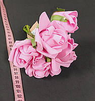 Квіти троянди великі на ніжці (6 шт.) рожевий