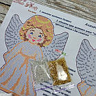 В-001 Ангеля в золоті набір для вишивання бісером підвіски, фото 6