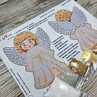 В-001 Ангеля в золоті набір для вишивання бісером підвіски, фото 8