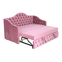 Розкладний диван дитячий MeBelle JOLIE 80х190 см для щоденного сну, рожевий велюр