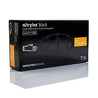 Нитриловые перчатки Mercator Nitrylex Black, размер ХS, 100 шт, Черные