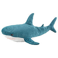 Качественная игрушка-подушка Акула Икеа 100 см Синяя, Игрушка-обнимашка плюшевая в виде животного