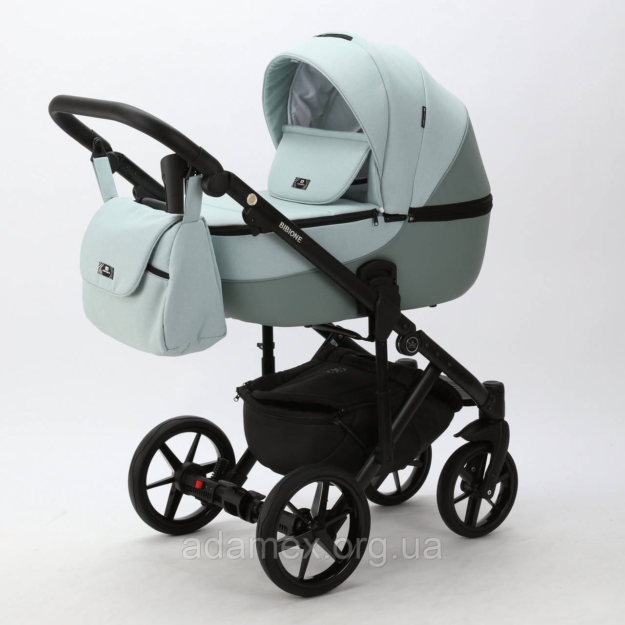 Коляска Adamex Bibione PS-53 Lux ментол тканина-шкіра
