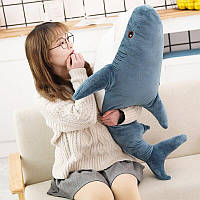 Мила плюшева іграшка дитяча Акула 100 см Синя, Велика м'яка іграшка акула з Ікеї, Іграшки-обіймашки