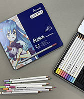 Набор цветных карандашей Marco Chroma (Manga, Манга) 24 цвета, в металлическом пенале