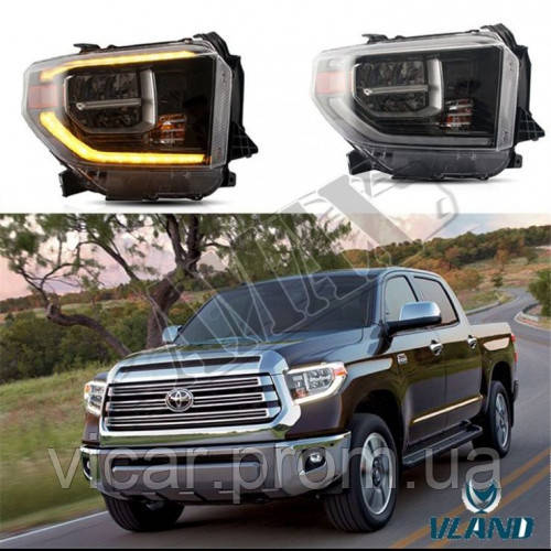 Передние фары диодные (Full - LED) Toyota Tundra (2014 - 2019) - фото 2 - id-p1138828222