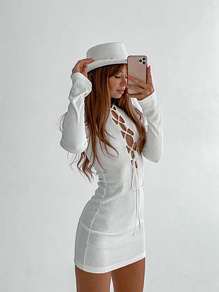 Спокусливе трикотажне плаття жіноче біле (2 кольори) HB/-72029, фото 3