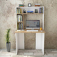 Комп'ютерний стіл 2 в 1 (стіл-стелаж), стіл офісний СЛ-57, колір Білий/ Дуб сонома