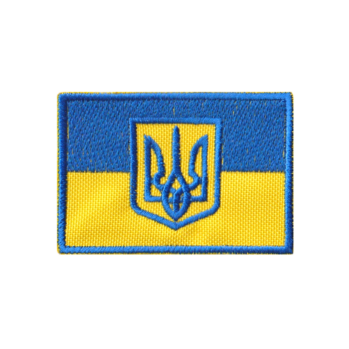 Вишитий шеврон "Прапор України з тризубцем" на липучці 45 x 70 мм