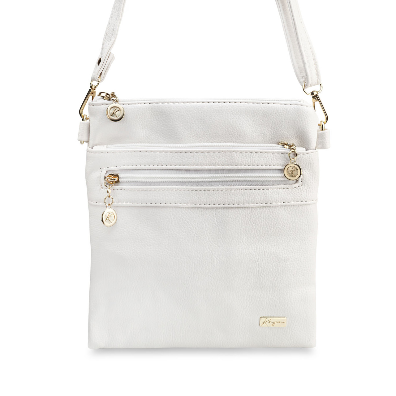 Жіноча сумка-планшет через плече Kafa k0015 біла, 4 відділення на блискавці