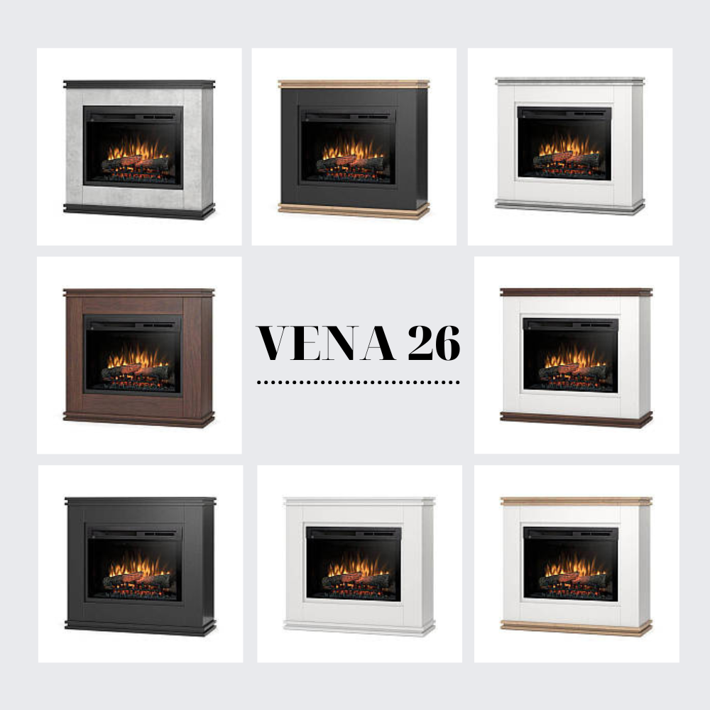 Електрокамін Vena з 26-дюймовою вставкою Білий матовий