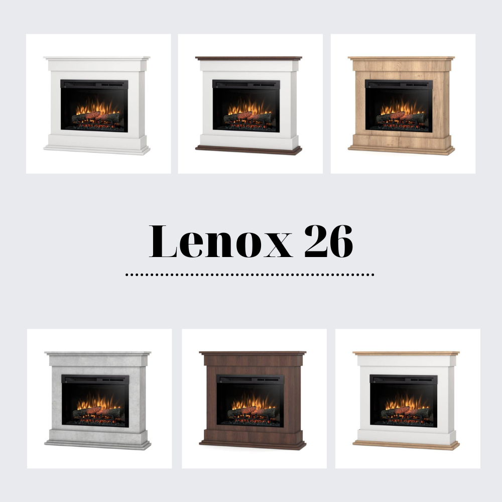 Електрокамін Lenox із 26-дюймовою вставкою Білий матовий