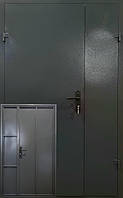 Технічна металеві двері модель бюджет двох стулкова одно листова сіра.