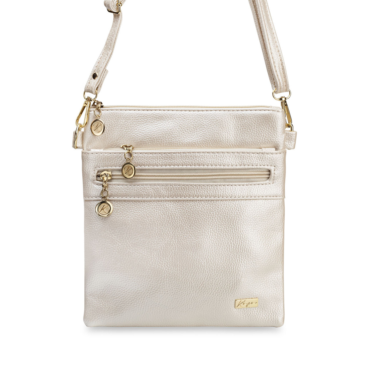 Жіноча сумка-планшет через плече Kafa k0015 перлинна, 4 відділення на блискавці