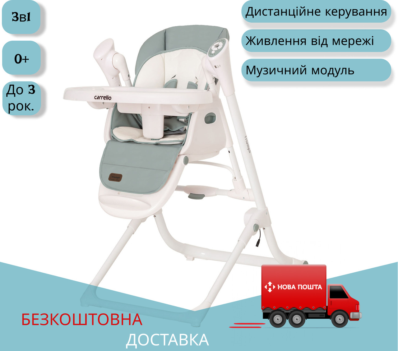 Стульчик 3в1 CARRELLO Triumph CRL-10302 Триумф Olive Green — Купить ...