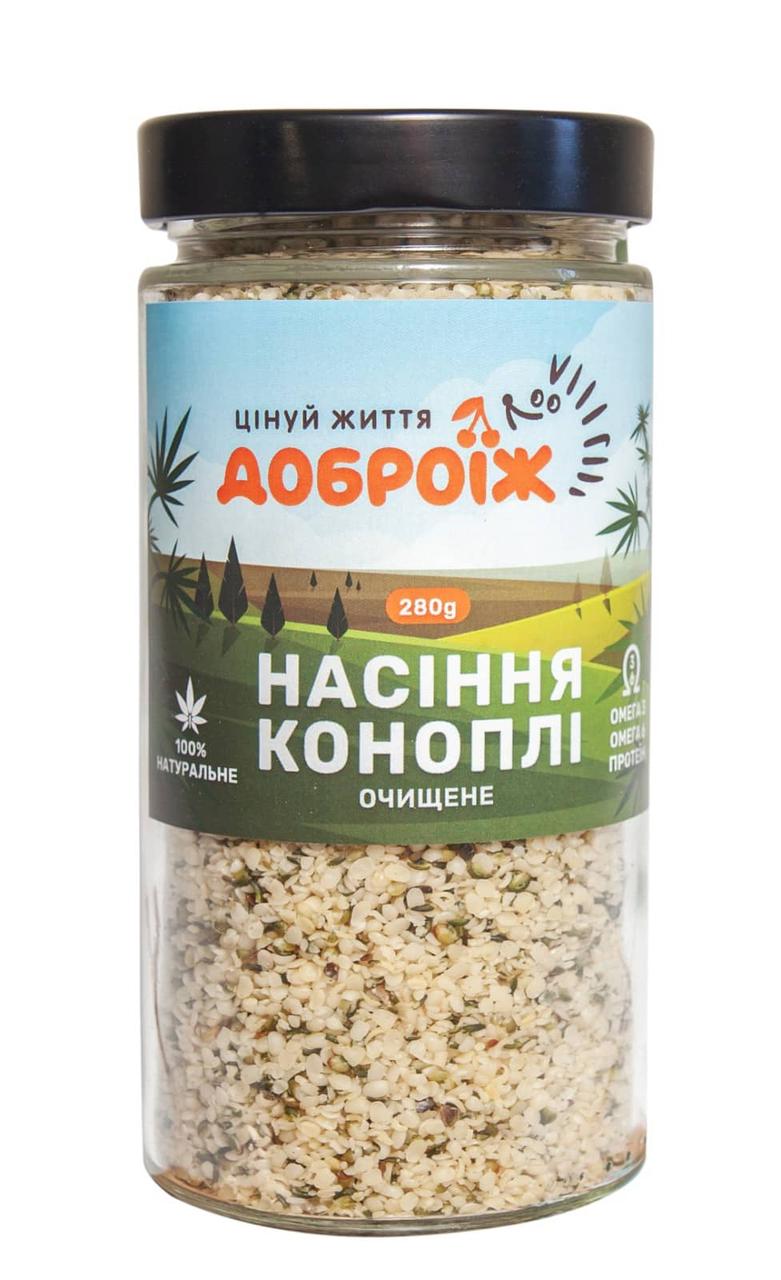 Насіння коноплі очищені ТМ "Доброїж" 280 г Банка