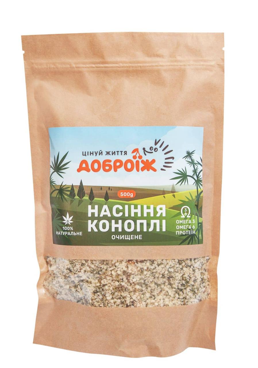 Насіння коноплі очищене ТМ "Доброїж" 500 г Дой-Пак
