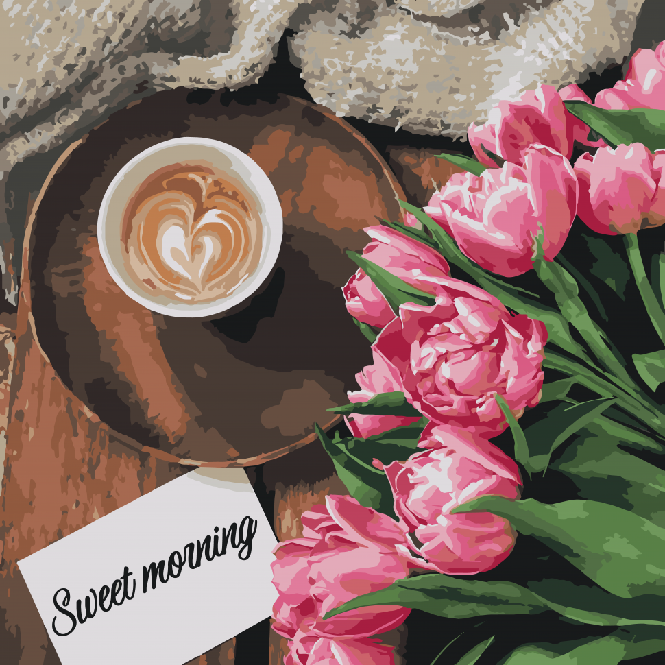 Картина за номерами "Sweet morning" 40*40 см Art Craft набір для розпису фарби для дітей та дорослих