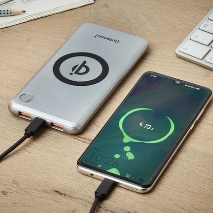 Портативний зарядний пристрій INTENSO USB 10000MAH QC&WRL SILVER WPD10000 7343531, фото 1