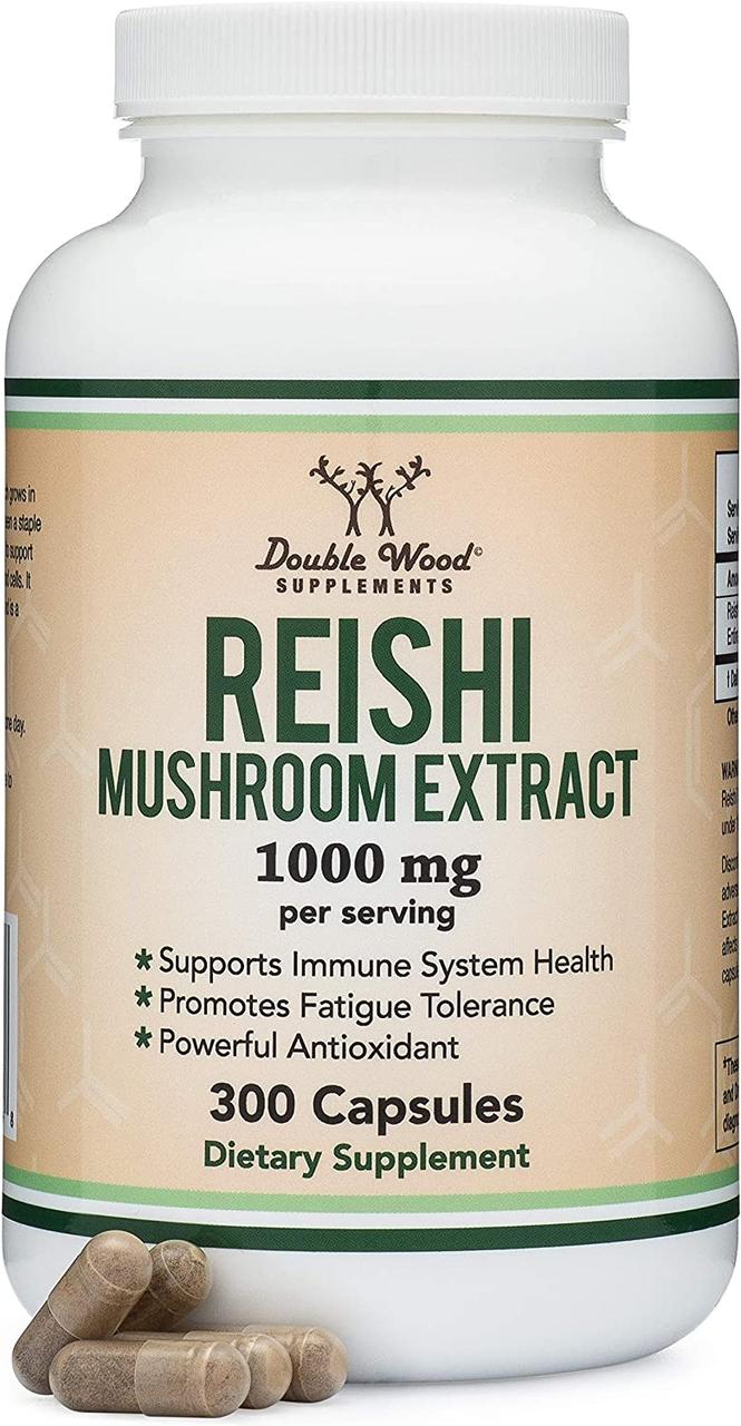 Double Wood Reishi Mushroom Extract / Rebi гриб для підтримки імунітету 500 мг 300 капсул