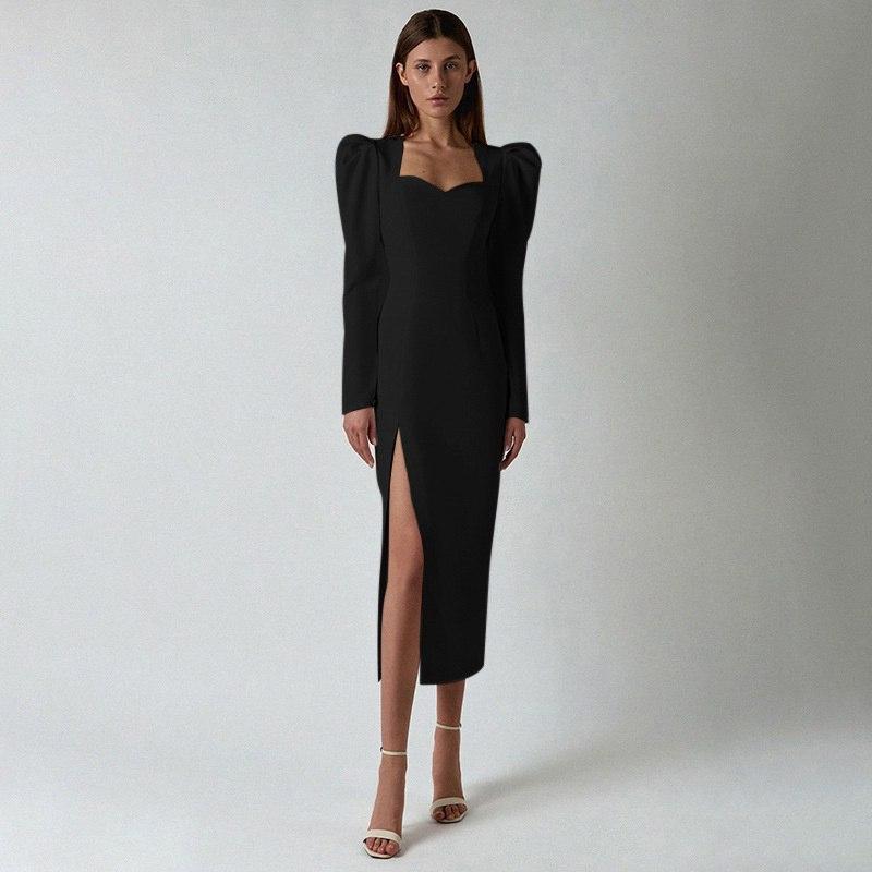 Сукня футляр міді з піднятими плечіками та розрізом на нозі (р. 42-44) 10PL4306, фото 1