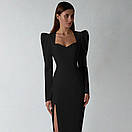 Сукня футляр міді з піднятими плечіками та розрізом на нозі (р. 42-44) 10PL4306, фото 5