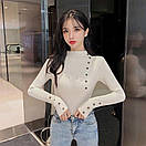 Жіночий трикотажний гольф у рубчик з коміром-стійкою і ґудзиками (р 42-46) 10KF2108, фото 3