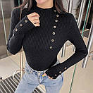 Жіночий трикотажний гольф у рубчик з коміром-стійкою і ґудзиками (р 42-46) 10KF2108, фото 4