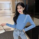 Жіночий трикотажний гольф у рубчик з коміром-стійкою і ґудзиками (р 42-46) 10KF2108, фото 5