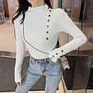 Жіночий трикотажний гольф у рубчик з коміром-стійкою і ґудзиками (р 42-46) 10KF2108, фото 7