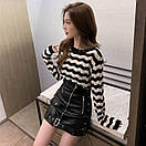 Жіночий тонкий светр в'язаний чорно-білий у смужку (р. 42-44) 10KF2119, фото 3