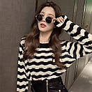 Жіночий тонкий светр в'язаний чорно-білий у смужку (р. 42-44) 10KF2119, фото 4