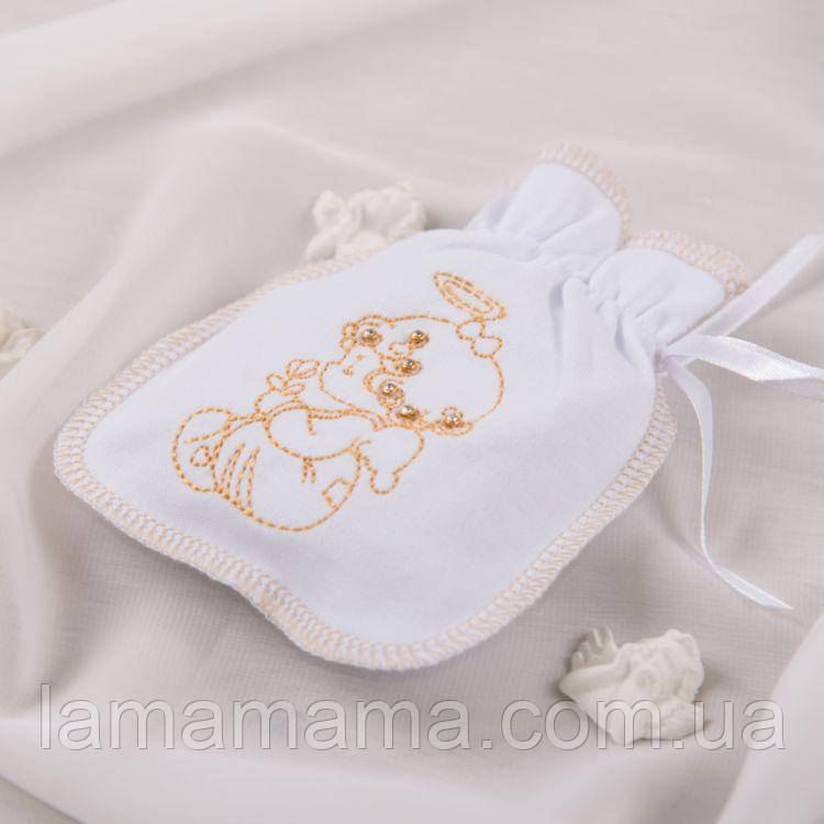Хрестильний мішечок "Хрестильна скарбничка" Білий/золото Betis, фото 1