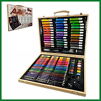 Дитячий набір для малювання Kartal Artistic 150 предметів в дерев'яному ящику, набір для творчості