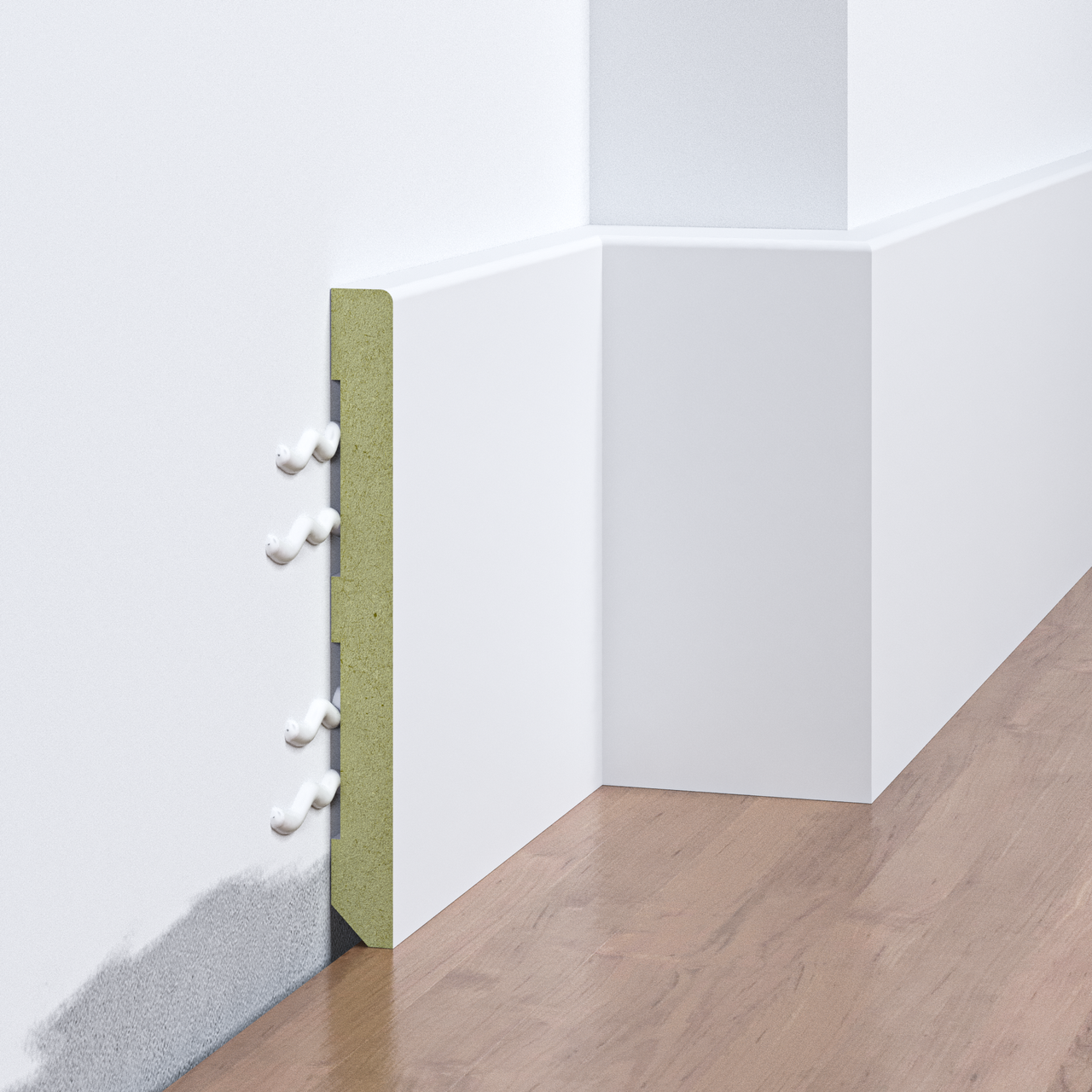 Плінтус МДФ накладний FSPRO 10100R2 фарбований 2,8м Білий (P.MDF10100R2W)