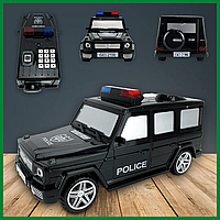Детский сейф копилка Машина полиции Гелендваген 2106-1, детская копилка с кодом и отпечатком