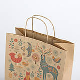 Пакети новорічні 260*150*350 Новорічні подарункові крафт пакети "Зимова казка", фото 4