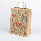Пакети новорічні 260*150*350 Новорічні подарункові крафт пакети "Зимова казка", фото 2
