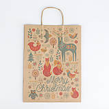 Пакети новорічні 260*150*350 Новорічні подарункові крафт пакети "Зимова казка", фото 5