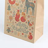 Пакети новорічні 260*150*350 Новорічні подарункові крафт пакети "Зимова казка", фото 3