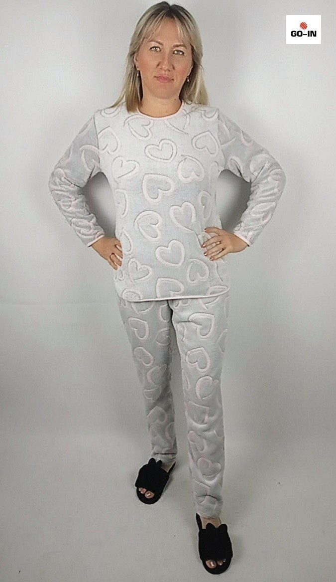 Піжама тепла махрова жіноча сіра р.48-58