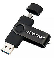 Флешка Чорна Jaster 8 Gb 3.0 OTG USB Flash Drive флешнакопичувач 8 гб. двостороння флешка для ПК і телефона.